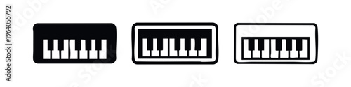 Music Keyboard Instrument Icons. Modern synthesizer and piano symbols.
