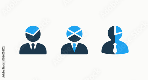 Business people segmentation, role allocation, and demographic analysis icons for corporate strategy