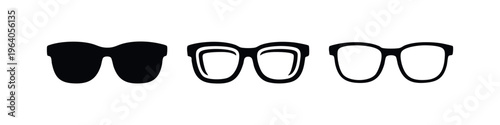 Glasses and Sunglasses Icon Set - Fashion and Vision Accessories