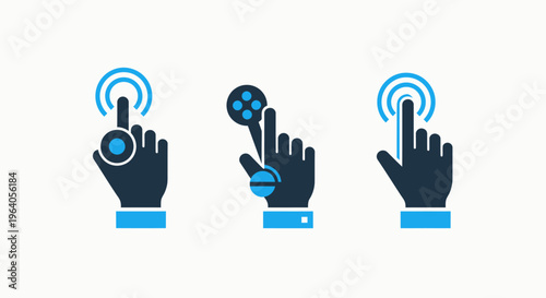Diverse hand gestures for touch screen interaction, mobile interface, and user experience technology icons