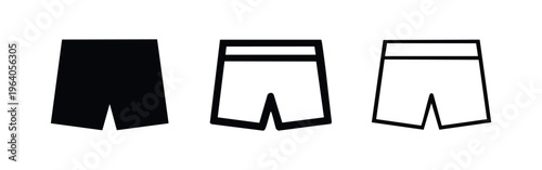 Shorts Icon Set. Casual Summer Apparel Symbol Collection in Solid and Outline Variations.