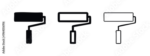 Paint Roller Icon Set - Various Styles of Painting Tool Symbol for Home Renovation and DIY Projects