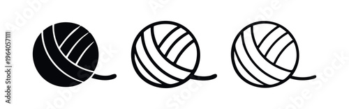 Ball of yarn icon set. Crafting and knitting supplies symbol.