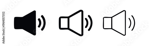 Medium Volume Speaker with Sound Waves Icon Set - Audio Control Symbol