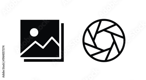 Vector illustration of photo gallery and camera shutter icons