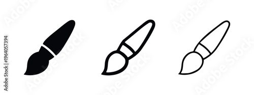 Paint brush vector icon set. Artist paintbrush symbol for drawing, painting, and art.