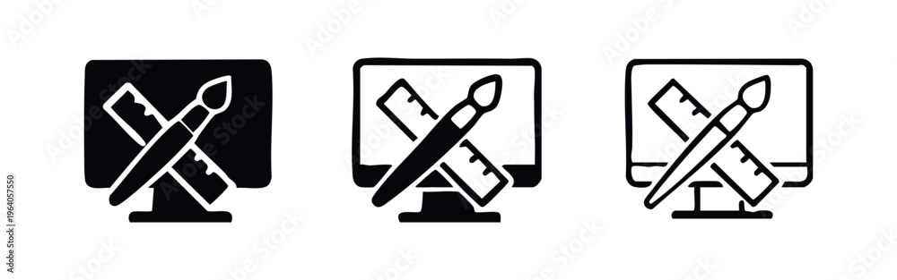 Obraz premium Graphic Design and Creative Workspace Icon Set - Digital Art Tools