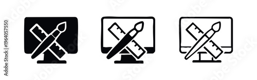 Graphic Design and Creative Workspace Icon Set - Digital Art Tools