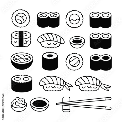 A variety of sushi and sashimi with chopsticks on a plate