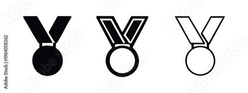 Award Medal Icons - Winner Recognition and Achievement Symbols