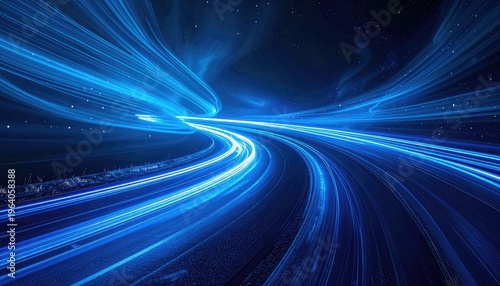 Abstract representation of light trails and speed on a dark background.