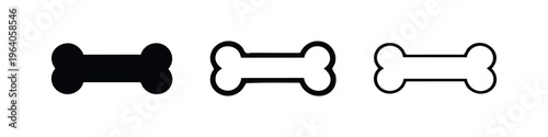 Dog Bone Icon Set: Pet Treat Silhouette and Outline Variations for Canine Products
