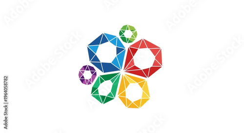 Abstract Geometric Gemstone Flower