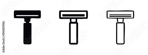 Essential shaving razor blade icons set for personal hygiene, grooming, and beauty products on white background.
