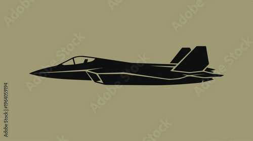 Silhouette of a Stealth Fighter Jet on a Neutral Background.