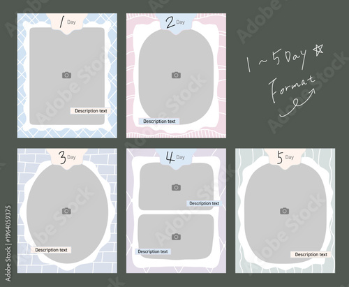 30 Day Challenge Frames Hand Drawn Cute Social Media Post Templates Day 1–5