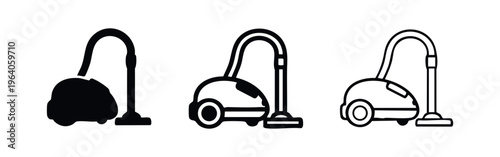 Modern Vacuum Cleaner Icon Set for Floor Cleaning and Housework