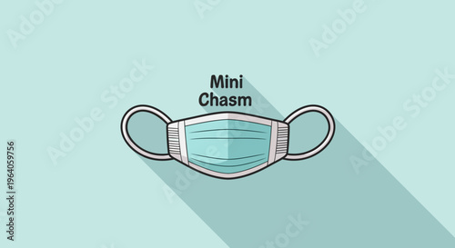 Surgical Face Mask With 'Mini Chasm' Text On Blue Background