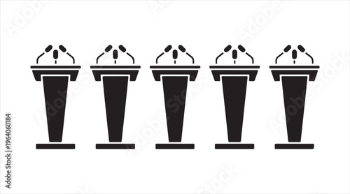 Popcorn cup silhouette icon collection, cinema snack containers isolated on white background, movie theater food and entertainment illustration set