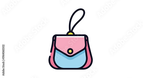 Cute Pink And Blue Coin Purse With Wrist Strap