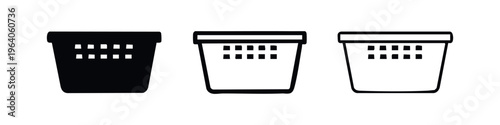 Empty laundry basket or hamper icon set.
