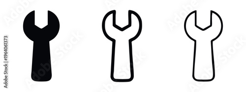 Vertical Wrench Spanner Tool Icons, Repair and Mechanical Service Symbol Collection.