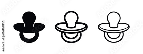 Baby Pacifier or Dummy Icon Set for Newborn Care