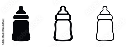 Baby Feeding Bottle Icon Set
