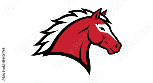 Red Horse Head Cartoon Illustration.