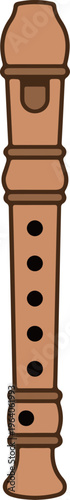 Cute recorder instrument icon music education flat vector illustration