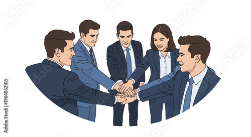 Business people stacking hands together.