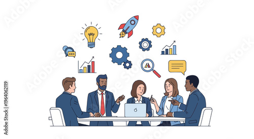 Business people discussing ideas together.