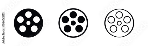Film Reel Icon Set - Movie and Cinema Symbol Vector