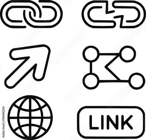 Web Link and URL Outline Icon Set  Chain, Hyperlink, and Internet SymbolsWeb Link and URL Outline Icon Set  Chain, Hyperlink, and Internet Symbols