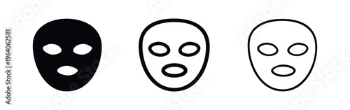 Skincare face mask icons set. Cosmetic beauty and facial treatment symbols, isolated on white.