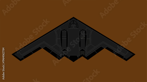 Stealth bomber aircraft flying over a brown background.