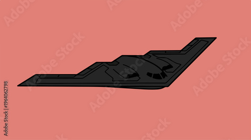 Stealth bomber aircraft silhouette against a solid background.