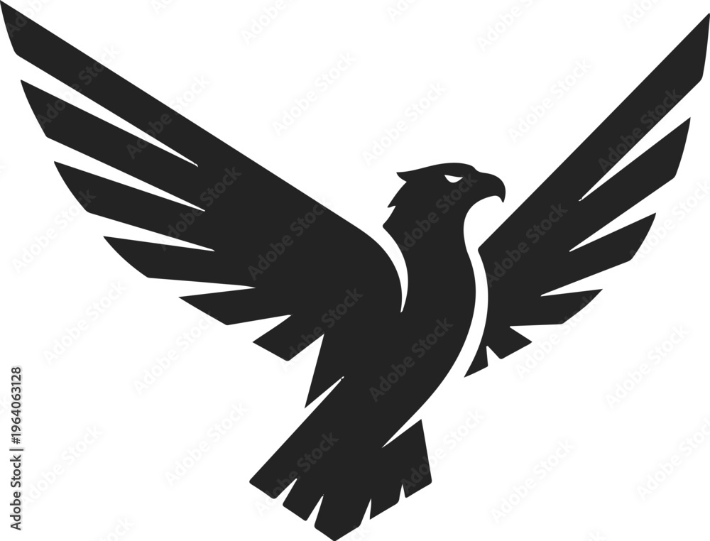 Obraz premium Eagle Silhouette Logo – Flying Bird Wings Spread Vector Illustration