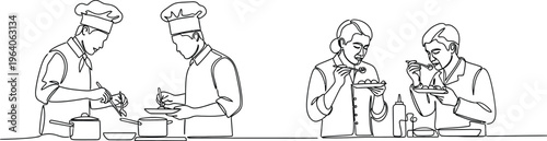 chefs preparing food in kitchen