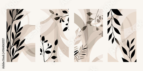 Botanical letterforms with organic shapes and a dark silhouette