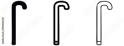 Walking Stick Icon Set for Elderly Assistance and Mobility Aid