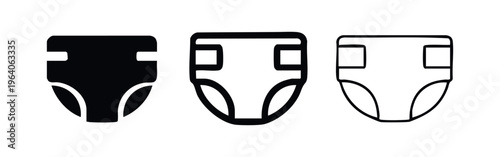 Diaper Icon Set for Baby Care, Infant Hygiene, and Parenting Symbols