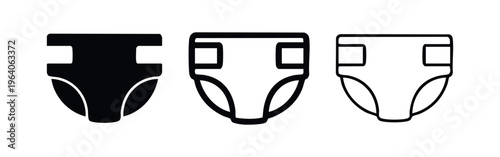 Baby Diaper Icon Set for Infant Care and Hygiene Essentials