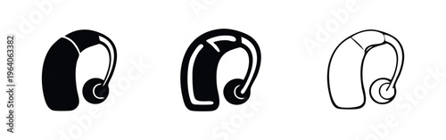 Hearing Aid Icon Set for Audiology, Hearing Loss, and Medical Devices