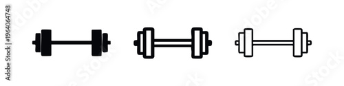 Dumbbell Icon Set - Gym, Fitness, and Weight Training Equipment Symbols