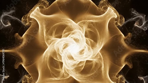 Abstract golden light explosion with radiating energy burst