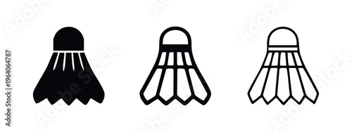 Badminton Shuttlecock Icon Set - Racquet Sport Game Equipment Symbols