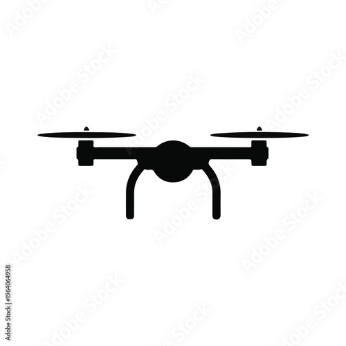 Black silhouette of a quadcopter drone icon aerial vehicle