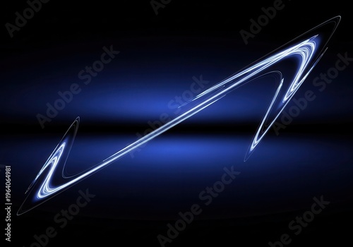 High intensity smooth light streaks forming dynamic isolated elements on a sleek dark indigo gradient perspective view on blacksolid background