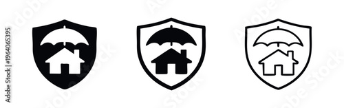 Home Insurance and Property Protection Shield Icon Set
